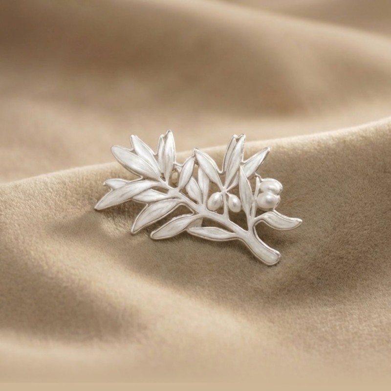 Épinglette rameau blanche