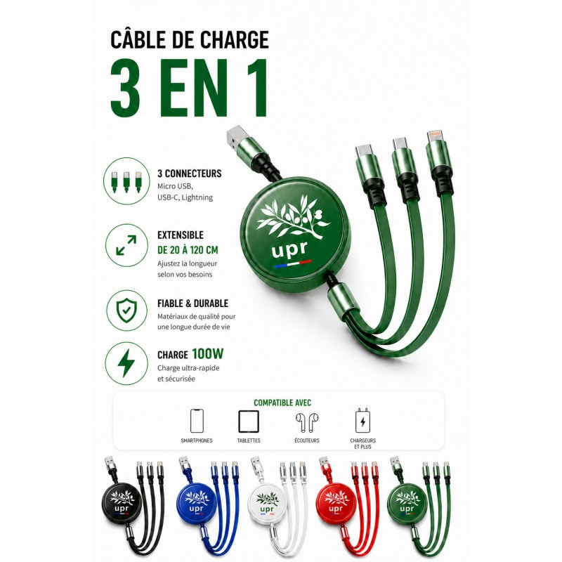 CÂBLE DE CHARGE 3 EN 1