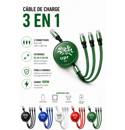 CÂBLE DE CHARGE 3 EN 1